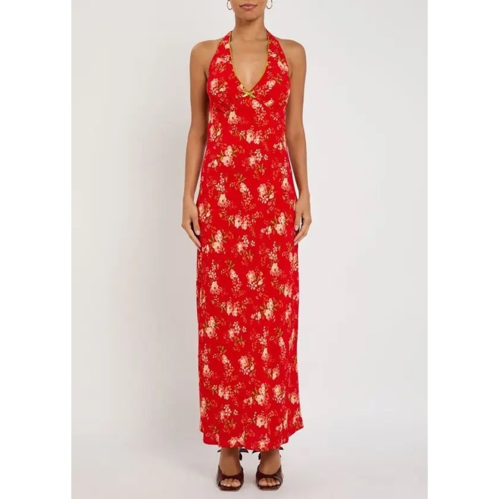 Never Fully‎ Dressed Red Floral Halter Maxi Dress NFDDR2992RD18 US 14 NWT